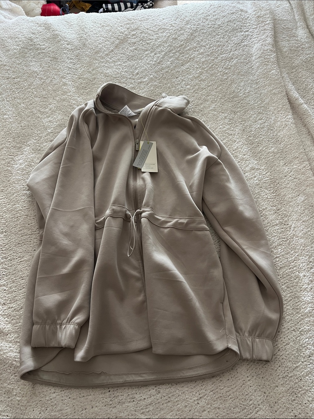 all in motion Taupe Drawstring Half-Zip Utility Jacket-l3